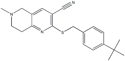 2-[(4-tert-butylbenzyl)sulfanyl]-6-methyl-5,6,7,8-tetrahydro[1,6]naphthyridine-3-carbonitrile Struktur