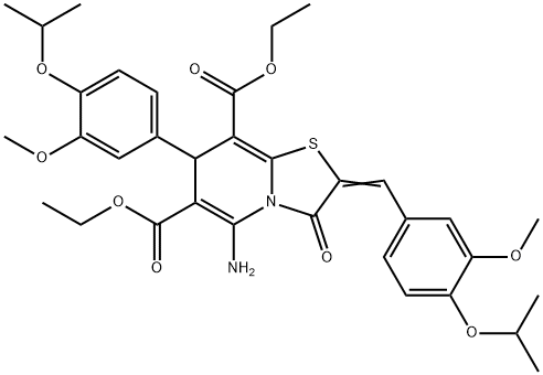 diethyl 5-amino-2-(4-isopropoxy-3-methoxybenzylidene)-7-(4-isopropoxy-3-methoxyphenyl)-3-oxo-2,3-dihydro-7H-[1,3]thiazolo[3,2-a]pyridine-6,8-dicarboxylate Struktur