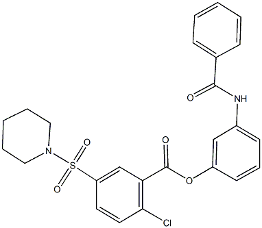 3-(benzoylamino)phenyl 2-chloro-5-(piperidin-1-ylsulfonyl)benzoate Struktur