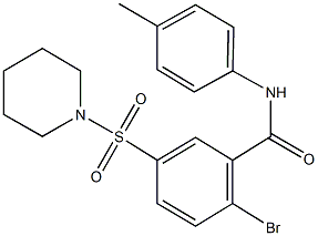 2-bromo-N-(4-methylphenyl)-5-(piperidin-1-ylsulfonyl)benzamide Struktur