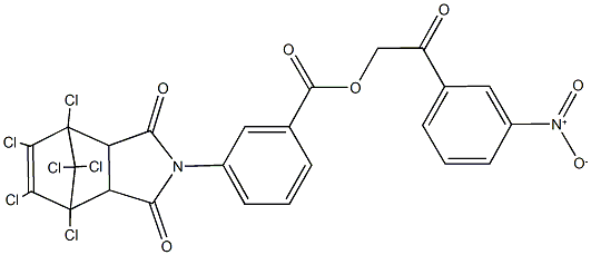 2-{3-nitrophenyl}-2-oxoethyl 3-(1,7,8,9,10,10-hexachloro-3,5-dioxo-4-azatricyclo[5.2.1.0~2,6~]dec-8-en-4-yl)benzoate Struktur