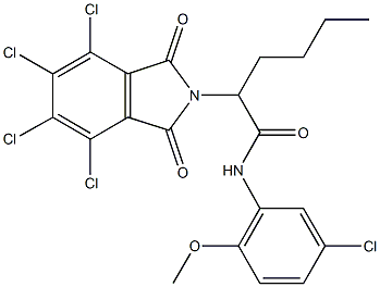 N-(5-chloro-2-methoxyphenyl)-2-(4,5,6,7-tetrachloro-1,3-dioxo-1,3-dihydro-2H-isoindol-2-yl)hexanamide Struktur