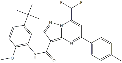 N-(5-tert-butyl-2-methoxyphenyl)-7-(difluoromethyl)-5-(4-methylphenyl)pyrazolo[1,5-a]pyrimidine-3-carboxamide Struktur