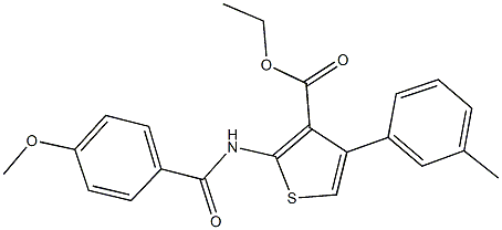 ethyl 2-[(4-methoxybenzoyl)amino]-4-(3-methylphenyl)-3-thiophenecarboxylate Struktur