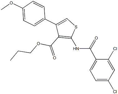 propyl 2-[(2,4-dichlorobenzoyl)amino]-4-(4-methoxyphenyl)-3-thiophenecarboxylate Struktur