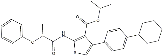 isopropyl 4-(4-cyclohexylphenyl)-2-[(2-phenoxypropanoyl)amino]-3-thiophenecarboxylate Struktur