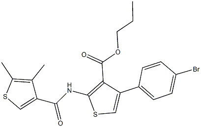 propyl 4-(4-bromophenyl)-2-{[(4,5-dimethyl-3-thienyl)carbonyl]amino}-3-thiophenecarboxylate Struktur