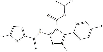 isopropyl 4-(4-fluorophenyl)-5-methyl-2-{[(5-methyl-2-thienyl)carbonyl]amino}-3-thiophenecarboxylate Struktur