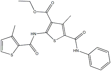 ethyl 5-(anilinocarbonyl)-4-methyl-2-{[(3-methyl-2-thienyl)carbonyl]amino}-3-thiophenecarboxylate Struktur