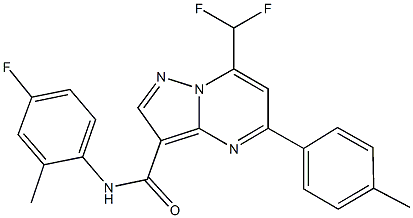 7-(difluoromethyl)-N-(4-fluoro-2-methylphenyl)-5-(4-methylphenyl)pyrazolo[1,5-a]pyrimidine-3-carboxamide Struktur