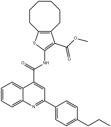 methyl 2-({[2-(4-propylphenyl)-4-quinolinyl]carbonyl}amino)-4,5,6,7,8,9-hexahydrocycloocta[b]thiophene-3-carboxylate Struktur