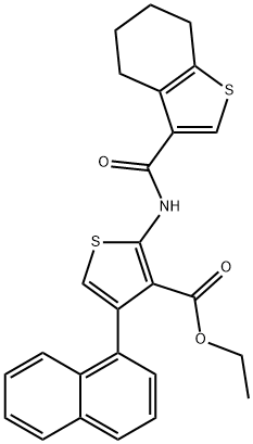 ethyl 4-(1-naphthyl)-2-[(4,5,6,7-tetrahydro-1-benzothien-3-ylcarbonyl)amino]-3-thiophenecarboxylate Struktur