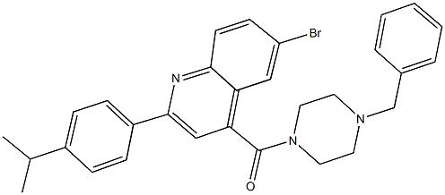 4-[(4-benzyl-1-piperazinyl)carbonyl]-6-bromo-2-(4-isopropylphenyl)quinoline Struktur