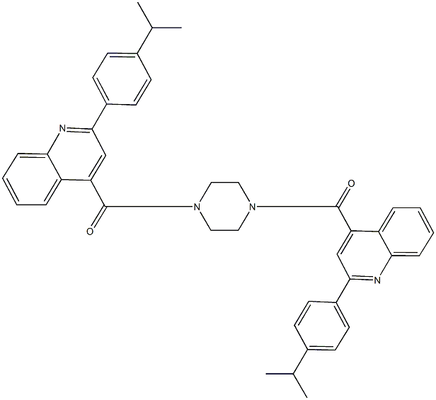 2-(4-isopropylphenyl)-4-[(4-{[2-(4-isopropylphenyl)-4-quinolinyl]carbonyl}-1-piperazinyl)carbonyl]quinoline Struktur