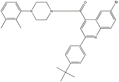 6-bromo-2-(4-tert-butylphenyl)-4-{[4-(2,3-dimethylphenyl)-1-piperazinyl]carbonyl}quinoline Struktur