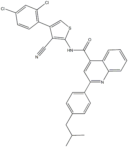 N-[3-cyano-4-(2,4-dichlorophenyl)-2-thienyl]-2-(4-isobutylphenyl)-4-quinolinecarboxamide Struktur