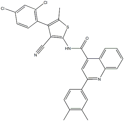 N-[3-cyano-4-(2,4-dichlorophenyl)-5-methyl-2-thienyl]-2-(3,4-dimethylphenyl)-4-quinolinecarboxamide Struktur