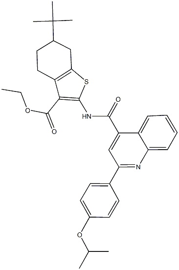 ethyl 6-tert-butyl-2-({[2-(4-isopropoxyphenyl)-4-quinolinyl]carbonyl}amino)-4,5,6,7-tetrahydro-1-benzothiophene-3-carboxylate Struktur