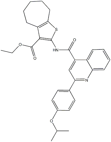 ethyl 2-({[2-(4-isopropoxyphenyl)-4-quinolinyl]carbonyl}amino)-5,6,7,8-tetrahydro-4H-cyclohepta[b]thiophene-3-carboxylate Struktur