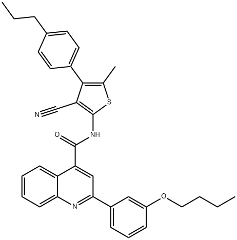 2-(3-butoxyphenyl)-N-[3-cyano-5-methyl-4-(4-propylphenyl)-2-thienyl]-4-quinolinecarboxamide Struktur