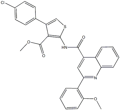 methyl 4-(4-chlorophenyl)-2-({[2-(2-methoxyphenyl)-4-quinolinyl]carbonyl}amino)-3-thiophenecarboxylate Struktur