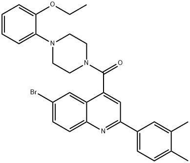 6-bromo-2-(3,4-dimethylphenyl)-4-{[4-(2-ethoxyphenyl)-1-piperazinyl]carbonyl}quinoline Struktur