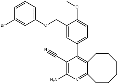 2-amino-4-{3-[(3-bromophenoxy)methyl]-4-methoxyphenyl}-5,6,7,8,9,10-hexahydrocycloocta[b]pyridine-3-carbonitrile Struktur