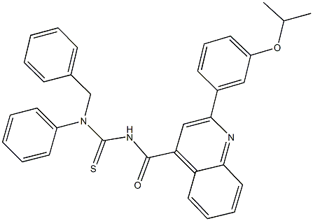 N-benzyl-N'-{[2-(3-isopropoxyphenyl)-4-quinolinyl]carbonyl}-N-phenylthiourea Struktur