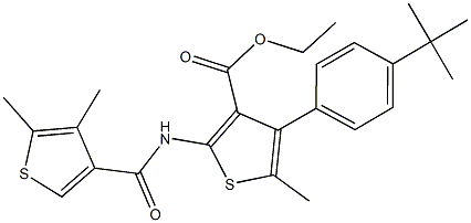 ethyl 4-(4-tert-butylphenyl)-2-{[(4,5-dimethyl-3-thienyl)carbonyl]amino}-5-methyl-3-thiophenecarboxylate Struktur