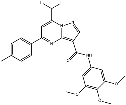 7-(difluoromethyl)-5-(4-methylphenyl)-N-(3,4,5-trimethoxyphenyl)pyrazolo[1,5-a]pyrimidine-3-carboxamide Struktur