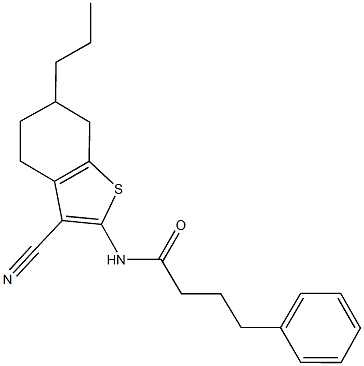 N-(3-cyano-6-propyl-4,5,6,7-tetrahydro-1-benzothien-2-yl)-4-phenylbutanamide Struktur