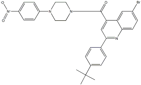 6-bromo-2-(4-tert-butylphenyl)-4-[(4-{4-nitrophenyl}-1-piperazinyl)carbonyl]quinoline Struktur