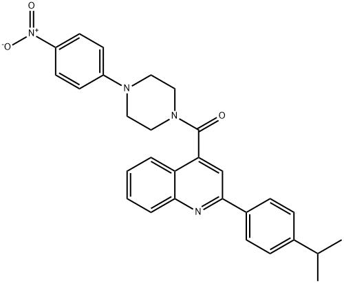 4-[(4-{4-nitrophenyl}-1-piperazinyl)carbonyl]-2-(4-isopropylphenyl)quinoline Struktur