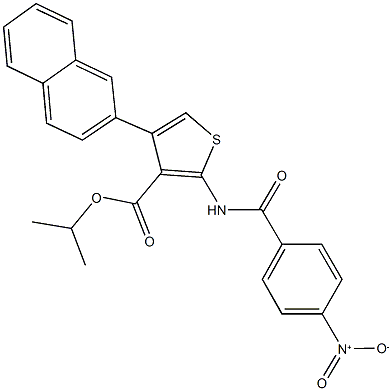 isopropyl 2-({4-nitrobenzoyl}amino)-4-(2-naphthyl)-3-thiophenecarboxylate Struktur