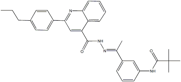 2,2-dimethyl-N-[3-(N-{[2-(4-propylphenyl)-4-quinolinyl]carbonyl}ethanehydrazonoyl)phenyl]propanamide Struktur