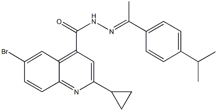 6-bromo-2-cyclopropyl-N'-[1-(4-isopropylphenyl)ethylidene]-4-quinolinecarbohydrazide Struktur