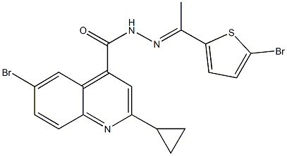 6-bromo-N'-[1-(5-bromo-2-thienyl)ethylidene]-2-cyclopropyl-4-quinolinecarbohydrazide Struktur