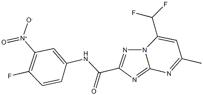 7-(difluoromethyl)-N-{4-fluoro-3-nitrophenyl}-5-methyl[1,2,4]triazolo[1,5-a]pyrimidine-2-carboxamide Struktur