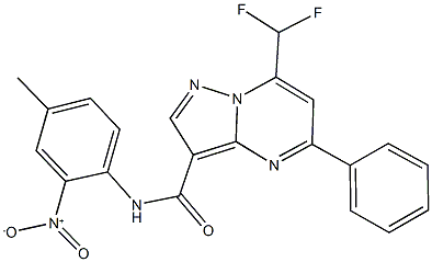 7-(difluoromethyl)-N-{2-nitro-4-methylphenyl}-5-phenylpyrazolo[1,5-a]pyrimidine-3-carboxamide Struktur