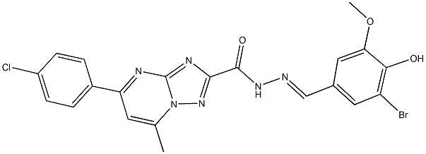 N'-(3-bromo-4-hydroxy-5-methoxybenzylidene)-5-(4-chlorophenyl)-7-methyl[1,2,4]triazolo[1,5-a]pyrimidine-2-carbohydrazide Struktur