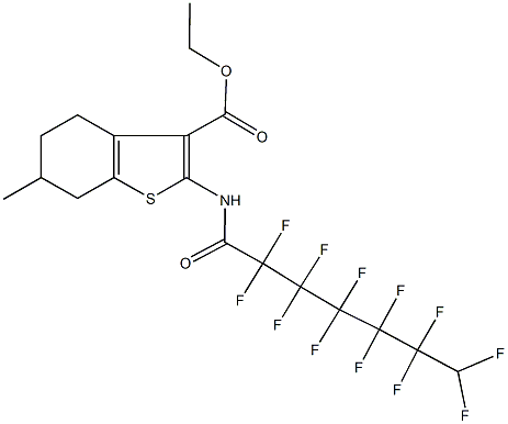 ethyl 2-[(2,2,3,3,4,4,5,5,6,6,7,7-dodecafluoroheptanoyl)amino]-6-methyl-4,5,6,7-tetrahydro-1-benzothiophene-3-carboxylate Struktur