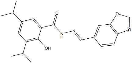 N'-(1,3-benzodioxol-5-ylmethylene)-2-hydroxy-3,5-diisopropylbenzohydrazide Struktur