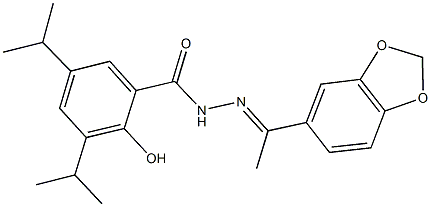 N'-[1-(1,3-benzodioxol-5-yl)ethylidene]-2-hydroxy-3,5-diisopropylbenzohydrazide Struktur