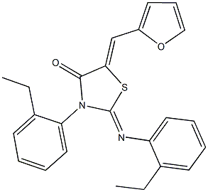 3-(2-ethylphenyl)-2-[(2-ethylphenyl)imino]-5-(2-furylmethylene)-1,3-thiazolidin-4-one Struktur