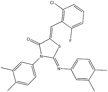 5-(2-chloro-6-fluorobenzylidene)-3-(3,4-dimethylphenyl)-2-[(3,4-dimethylphenyl)imino]-1,3-thiazolidin-4-one Struktur