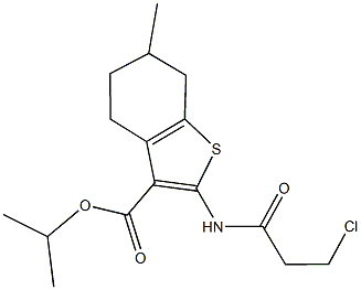 isopropyl 2-[(3-chloropropanoyl)amino]-6-methyl-4,5,6,7-tetrahydro-1-benzothiophene-3-carboxylate Struktur