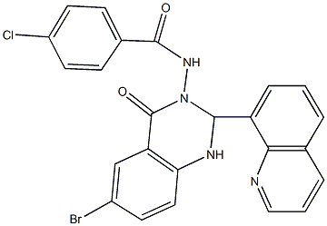 N-(6-bromo-4-oxo-2-(8-quinolinyl)-1,4-dihydro-3(2H)-quinazolinyl)-4-chlorobenzamide Struktur