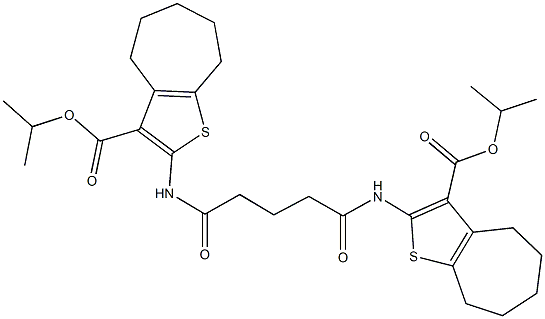 isopropyl 2-[(5-{[3-(isopropoxycarbonyl)-5,6,7,8-tetrahydro-4H-cyclohepta[b]thien-2-yl]amino}-5-oxopentanoyl)amino]-5,6,7,8-tetrahydro-4H-cyclohepta[b]thiophene-3-carboxylate Struktur