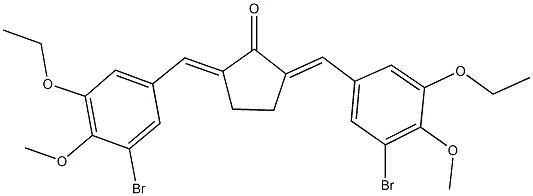 2,5-bis(3-bromo-5-ethoxy-4-methoxybenzylidene)cyclopentanone Struktur