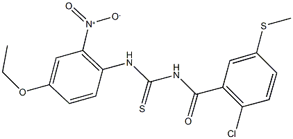 N-[2-chloro-5-(methylsulfanyl)benzoyl]-N'-{4-ethoxy-2-nitrophenyl}thiourea Struktur